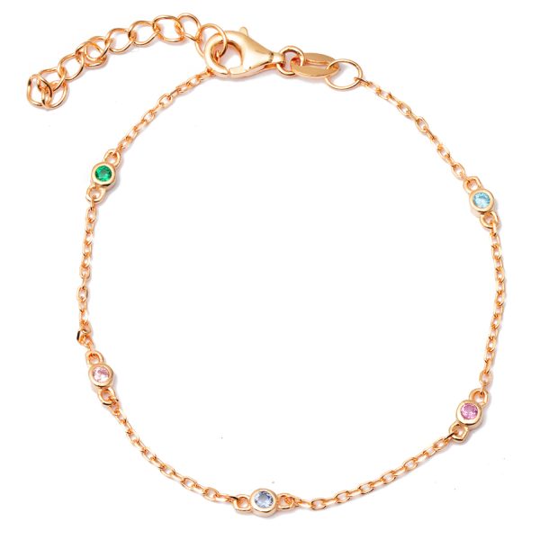 Gammie Rose Gold Multi Colour CZ's Chain Bracelet