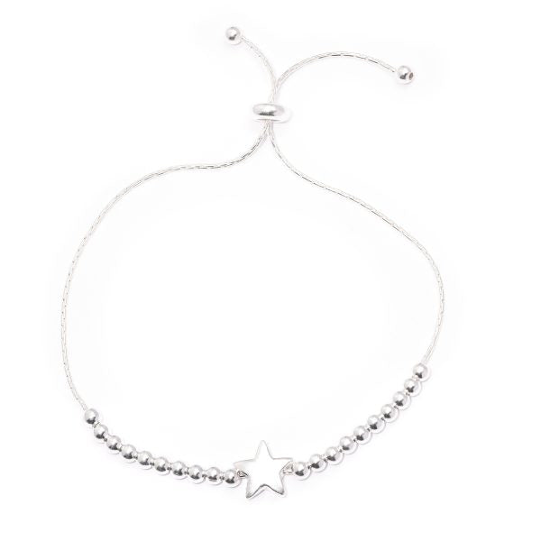 Gammie Sterling Silver Star and Ball Slip Chain Bracelet