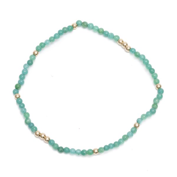 Gammie Gołd filled Green Jade Stretch Bracelet