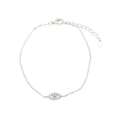 Gammie Silver with Blue Opalite Evil Eye Chain Bracelet