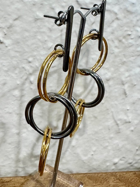 Character Jewels Three Metal Ring Earring