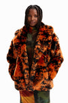 Desigual Orange Short Faux Fur-effect Jacket