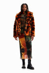 Desigual Orange Short Faux Fur-effect Jacket