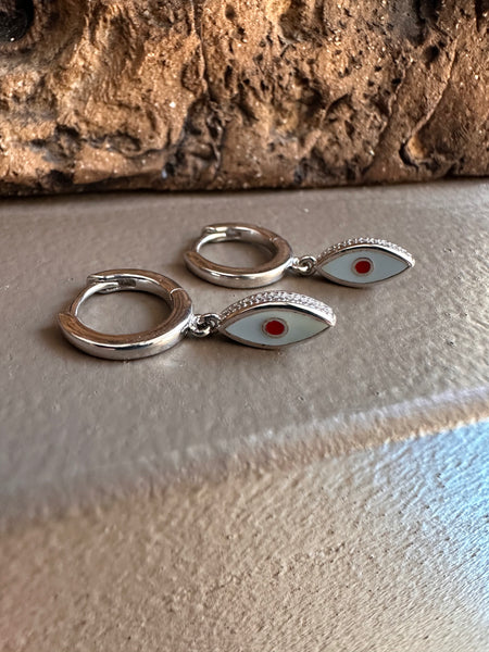 Gammie Silver Enamel Greek Eye Drop Earring