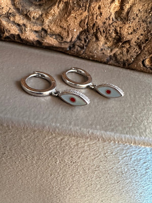 Gammie Silver Enamel Greek Eye Drop Earring