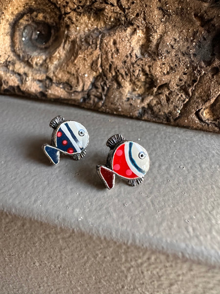 Tartata French Enamel Fish Earring