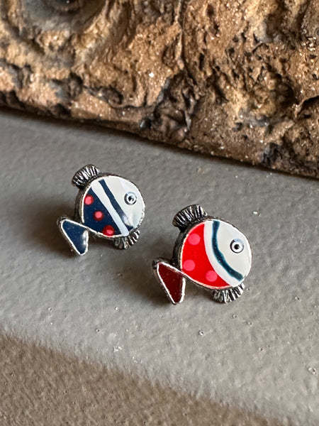 Tartata French Enamel Fish Earring