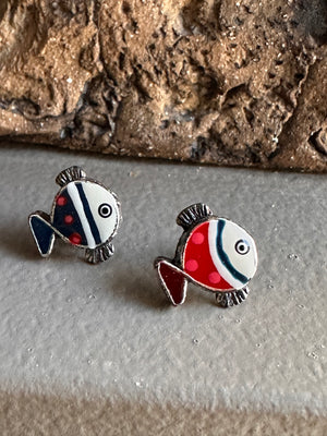 Tartata French Enamel Fish Earring
