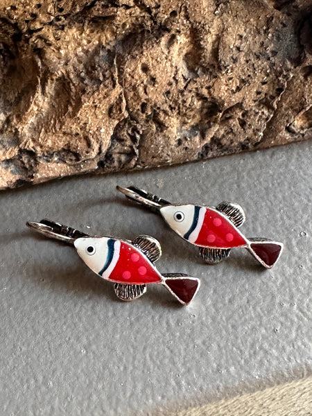 Tartata French Enamel Long Fish Earring