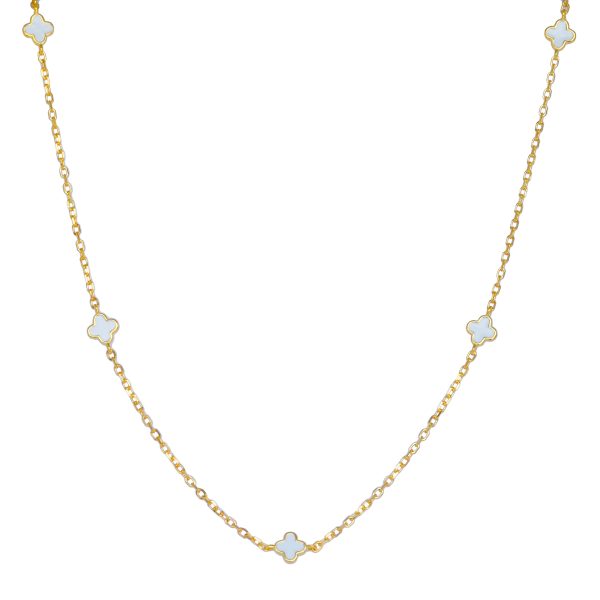 Gammie Clover Fine Chain Gold White Necklace
