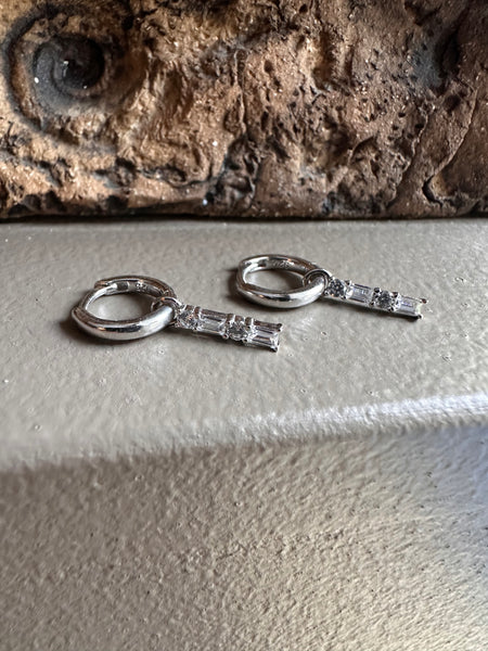 Gammie Silver Zirconia Drop Huggy Earring