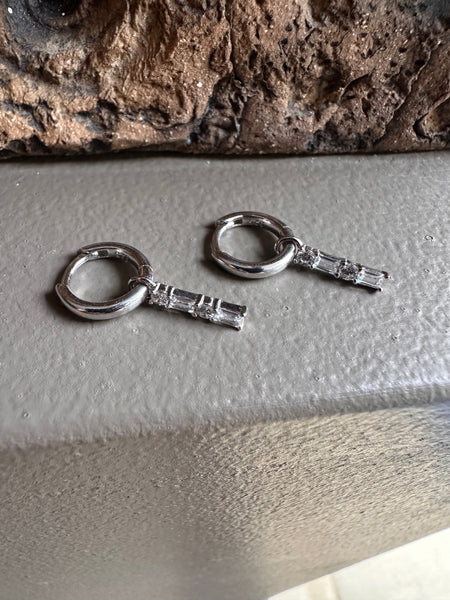 Gammie Silver Zirconia Drop Huggy Earring