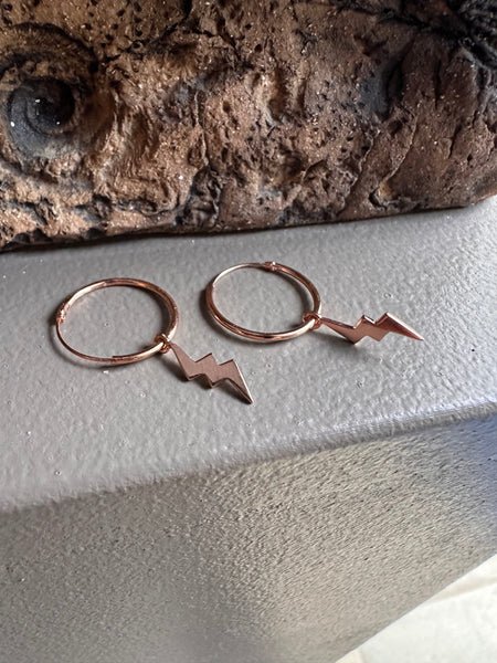 Gammie Rose Gold Lightening Bolt Hoop Earring
