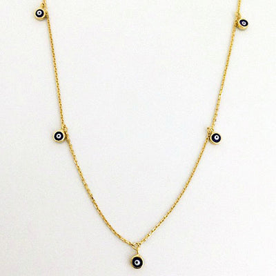 Evil Eye Multiple Charm Fine Chain Necklace
