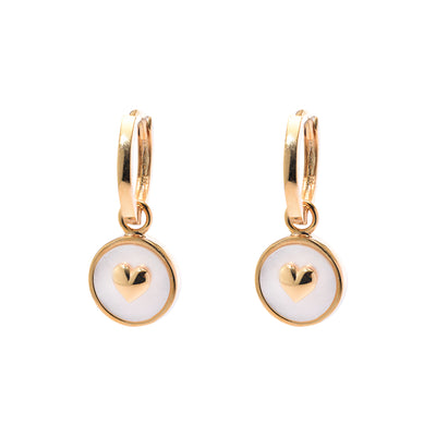Gold Mother of Pearl Huggie Earring