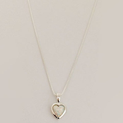 Gammie Heart Opal Silver Necklace