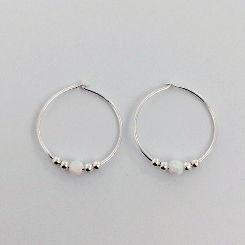 Gammie Opalite Silver Hoop Earring