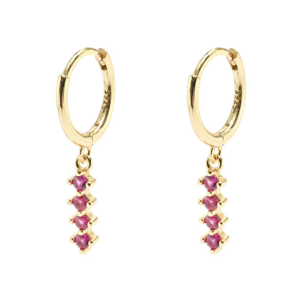 Gammie Pink Stone Drop Huggy Earring