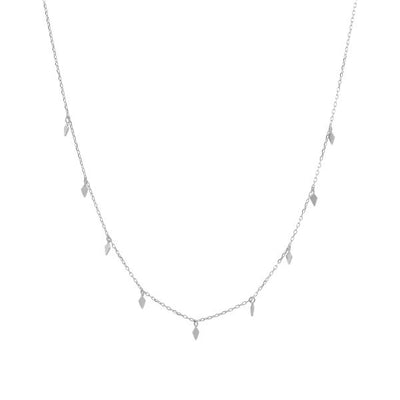 Fine Silver Chain Necklace with Diamond Charms