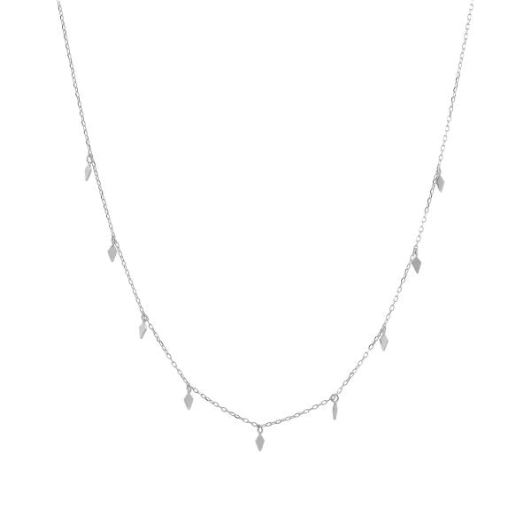 Fine Silver Chain Necklace with Diamond Charms