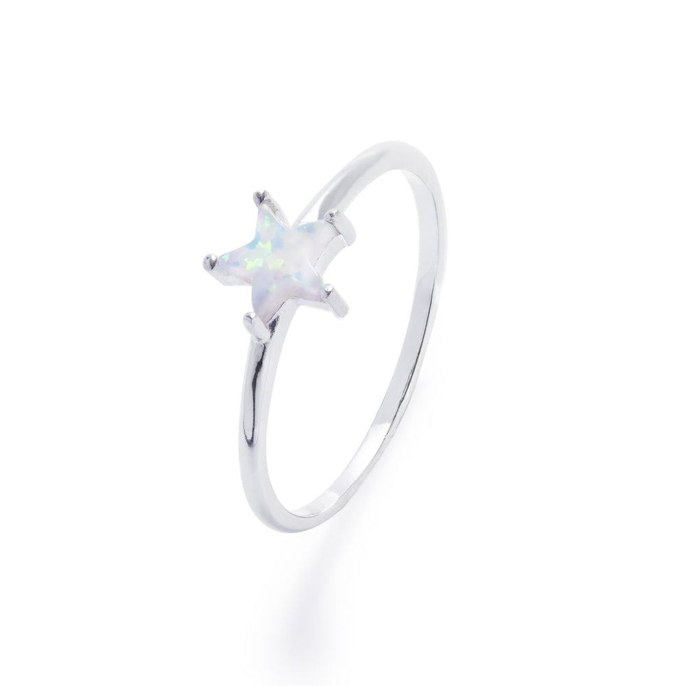 Gammie Silver Star White Opalite Ring