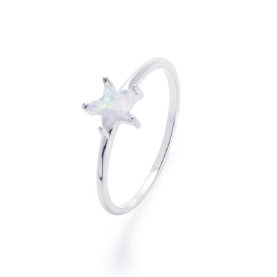 Gammie Silver Star White Opalite Ring