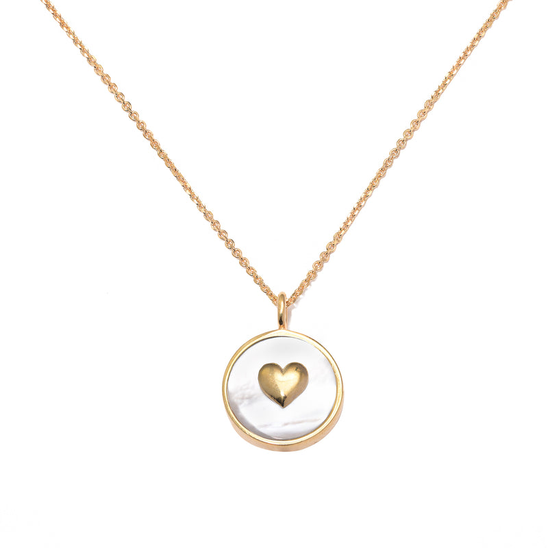 Gold Mother of Pearl Heart Necklace