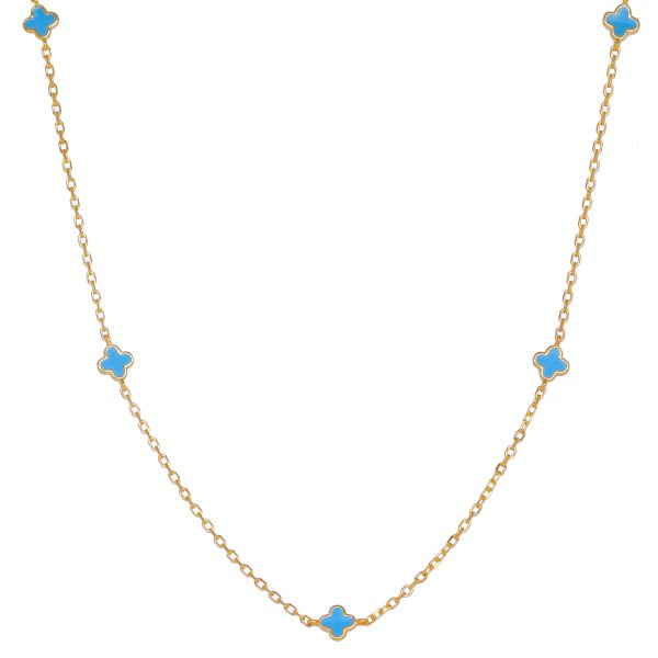 Gammie Clover Fine Chain Gold Turquoise Necklace