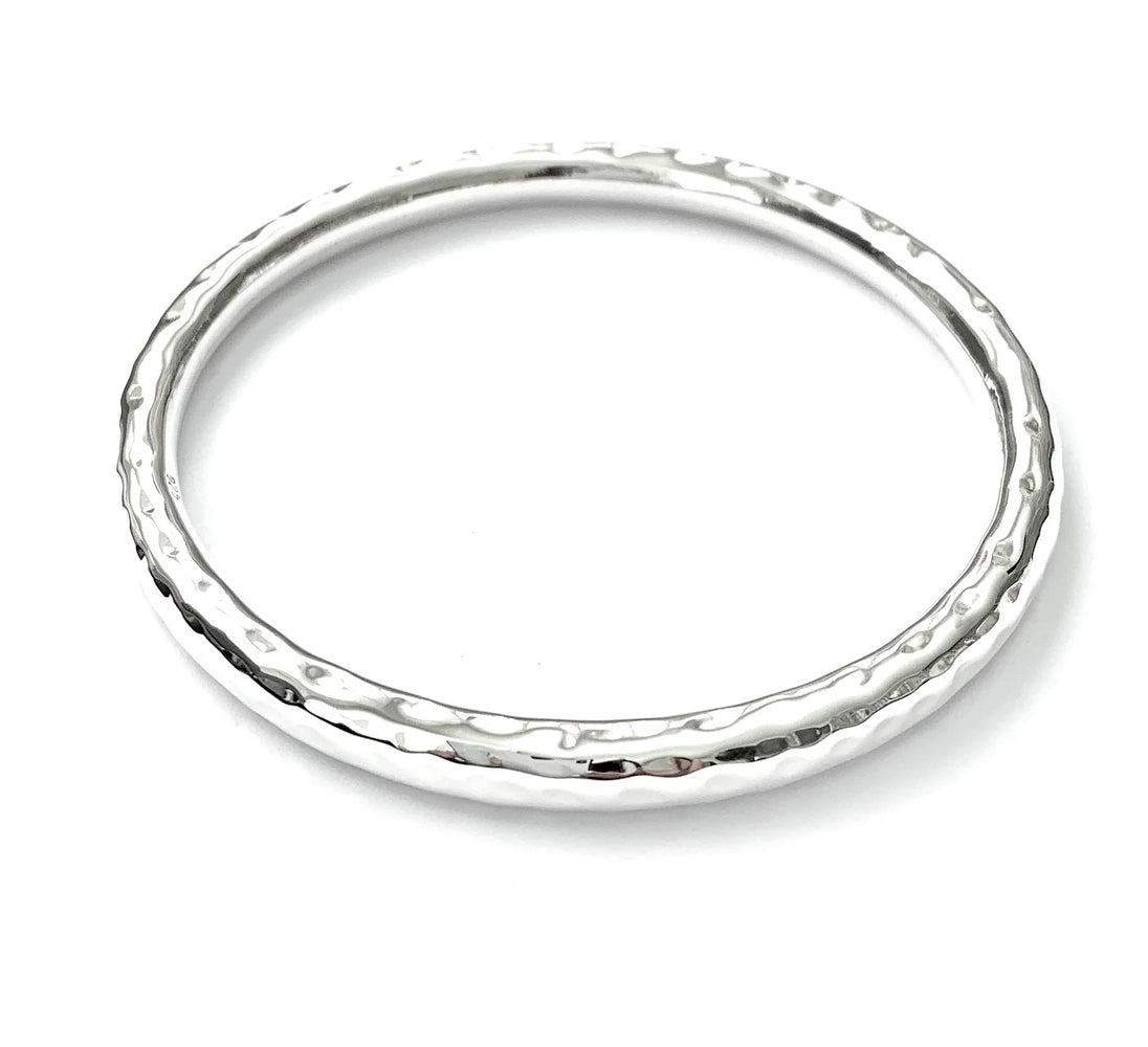 Ironclay Sterling Silver Beaten Bangle 6mm