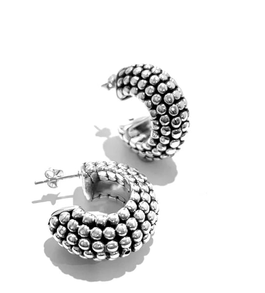 Iron Clay Hand made Oxidised Sterling Silver Statement Hoop Earring (Copy)
