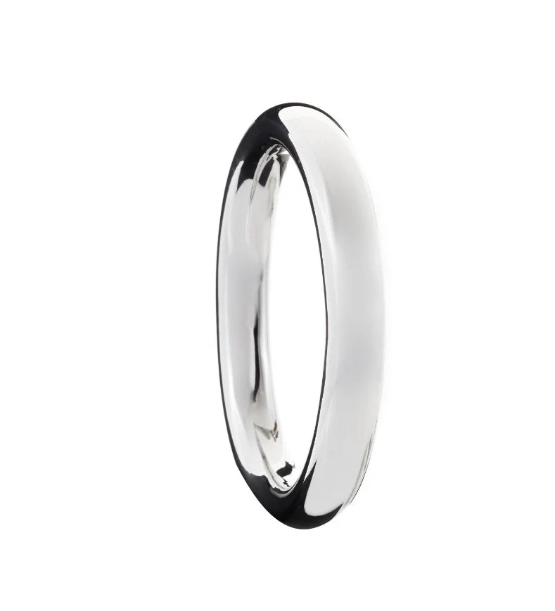Iron Clay Bangle Silver Oval Thick Bangle