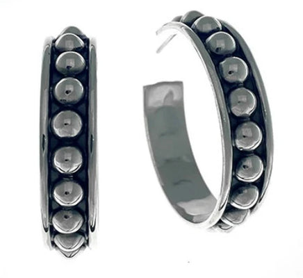 Iron Clay Hand made Oxidised Sterling Silver Statement Hoop Earring