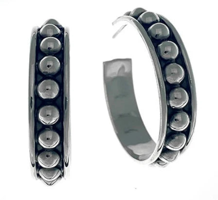 Iron Clay Hand made Oxidised Sterling Silver Statement Hoop Earring