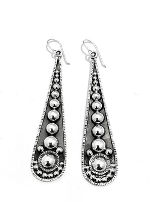 Ironclay Sterling Silver Long Tear Drop Oxidised earrings
