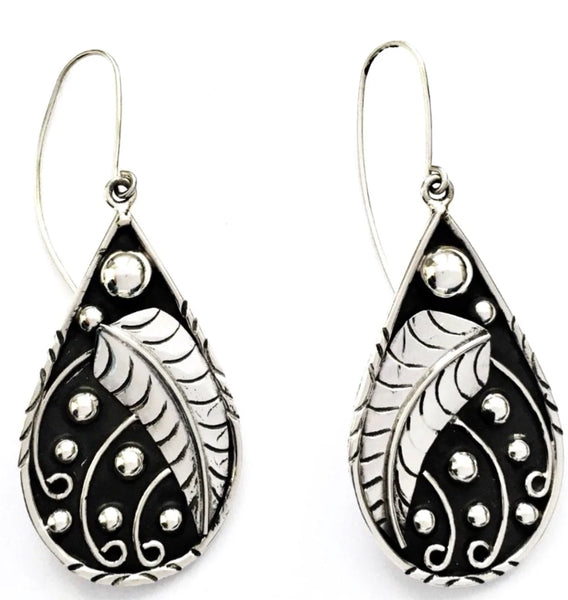Iron Clay Hand made Oxidised Sterling Silver Statement Earring