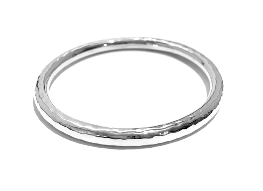 Ironclay Sterling Silver Beaten Bangle 6mm