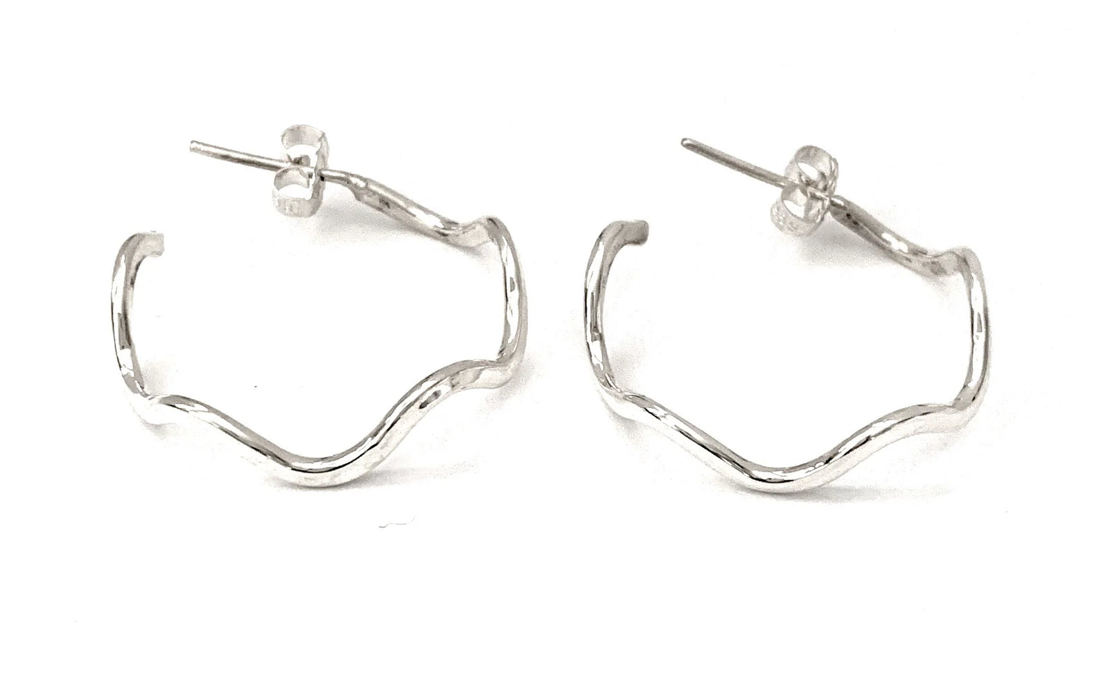Ironclay Crinkle Sterling Silver Hoop Earring