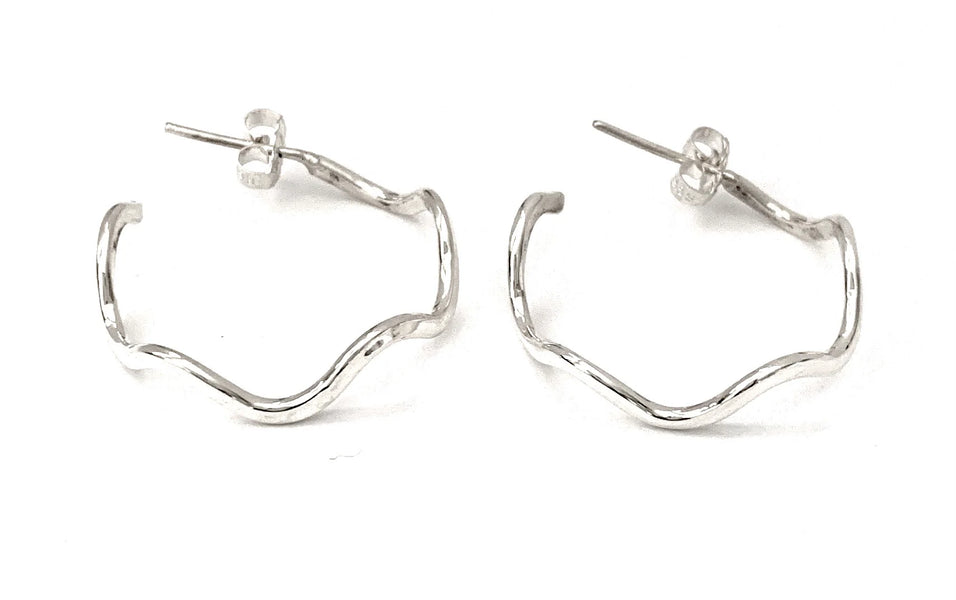 Ironclay Crinkle Sterling Silver Hoop Earring