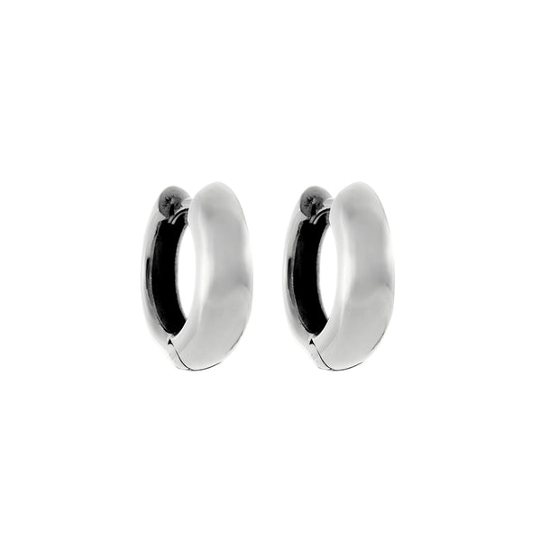 Iron Clay Silver Huggie  Hoop Earrings