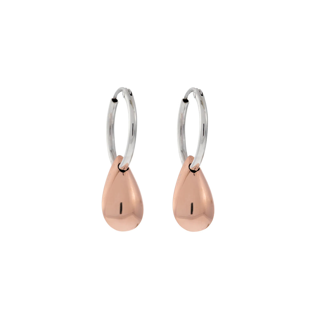 Iron Clay Sterling Silver and Rosegold Tear Drop Earrings