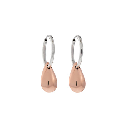 Iron Clay Sterling Silver and Rosegold Tear Drop Earrings