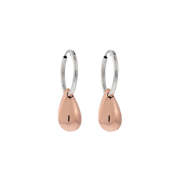Iron Clay Sterling Silver and Rosegold Tear Drop Earrings