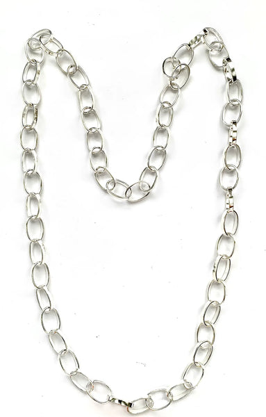Iron Clay Link 80cm Necklace, Sterling silver