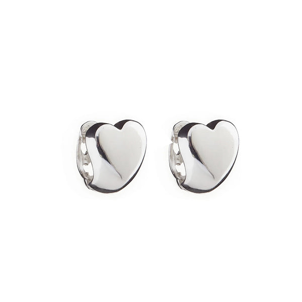 Iron Clay Heart Huggie Sterling Silver Earring