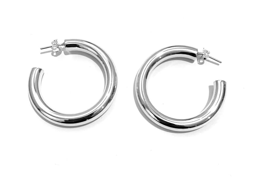 Iron Clay Thick Hoop 3.8cm Sterling Silver Earring