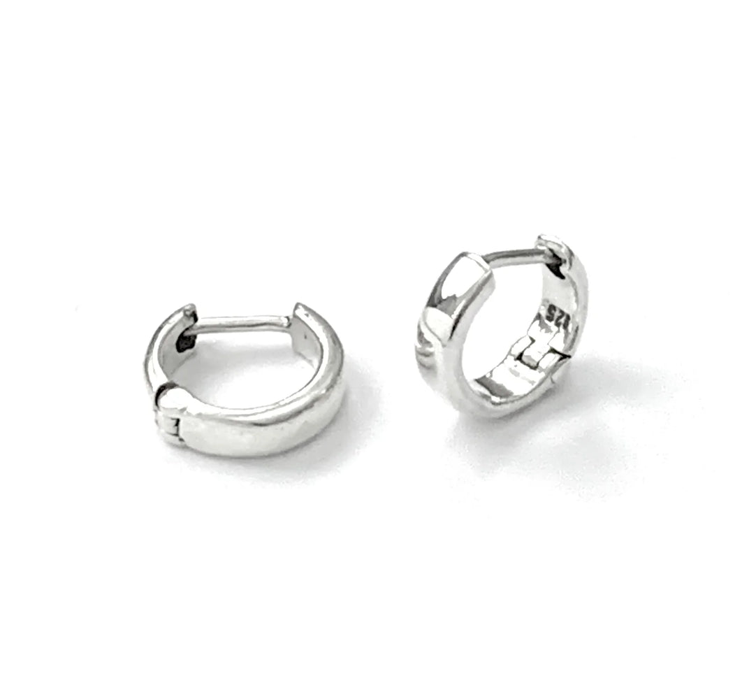Iron Clay Silver Huggie Hoop Earrings