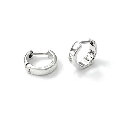 Iron Clay Silver Huggie Hoop Earrings