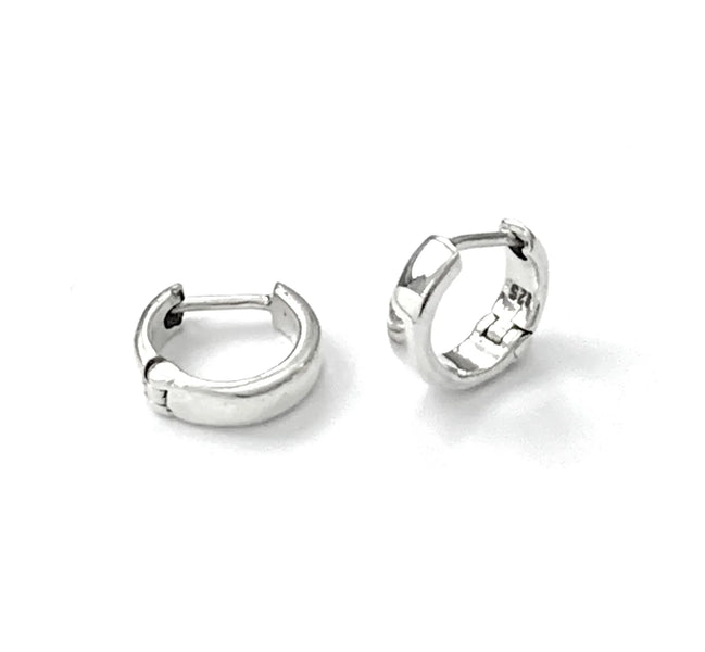 Iron Clay Silver Huggie Hoop Earrings