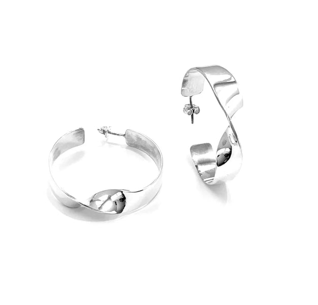 Iron Clay Silver Huggie Hoop Earrings (Copy)