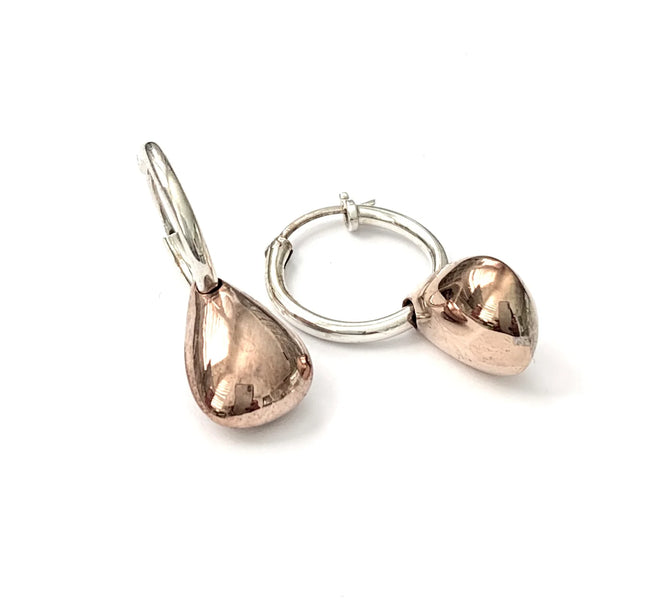 Iron Clay Sterling Silver and Rosegold Tear Drop Earrings